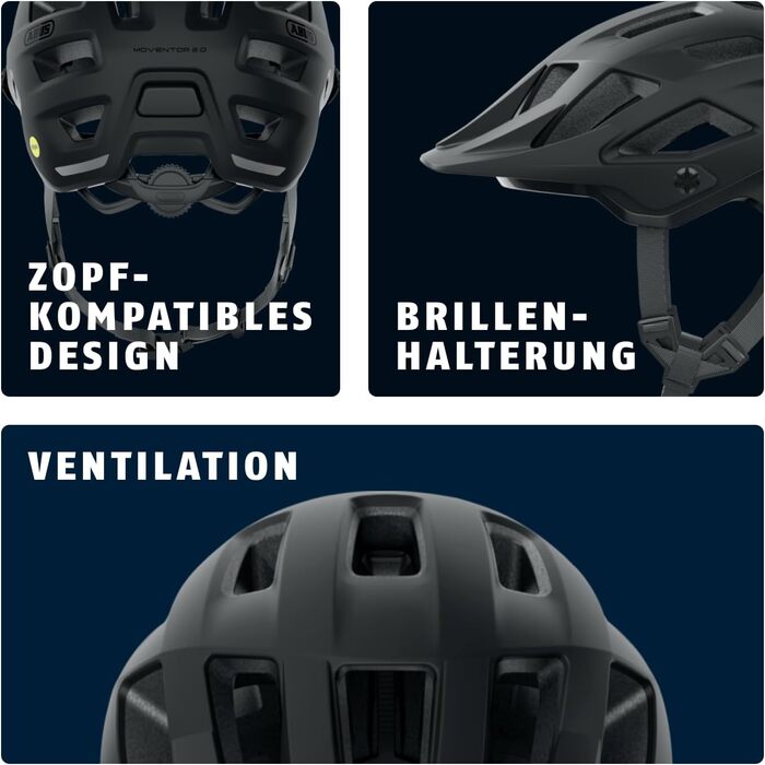 Шолом ABUS Moventor 2.0 MIPS MTB - захисний шолом для гірського велосипеда, All-Mountain, чорний (velvet black), розмір M (54-58 см)