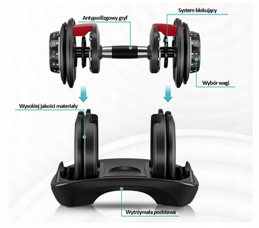 Регульовані гумовані гантелі Eiflex 1 x 24 кг
