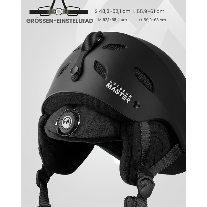 Комплект OutdoorMaster Kelvin: гірськолижний шолом та професійна маска для лиж та сноуборду, чорний, розмір L