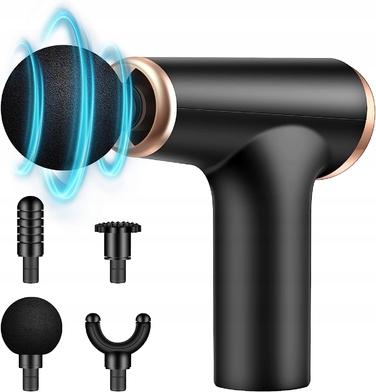 Перкусійний масажер для тіла Massage Gun: потужний вібраційний пістолет, 4 насадки, 9 режимів