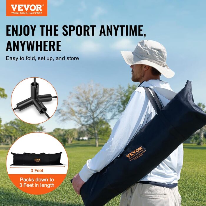 Набір для бадмінтону VEVOR: регульована висота, сітка для волейболу, сітка для піклболу, тенісна сітка, комплект з ракетками та м'ячами