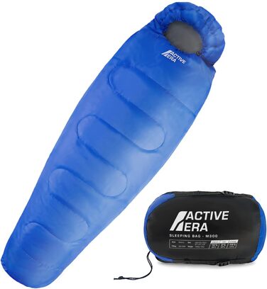 Сплячий мішок Active Era Mumienschlafsack: зимовий, літній, водонепроникний, легкий, температурний режим -10°C до 10°C, для кемпінгу та відпочинку на природі (Блакитний)