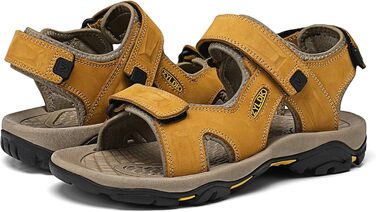Чоловічі сандалі з натуральної шкіри для піших прогулянок та відпочинку на пляжі. Літні сандалі для туризму та активного відпочинку (41 EU, жовті)