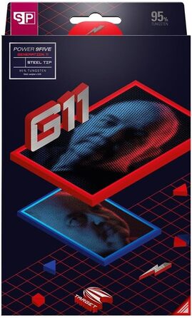 Дротики для дартсу Target Phil Taylor Gen 11 Power 9-Five, 95% вольфрам, Swiss Point, 22/24/26 г, ігровий набір