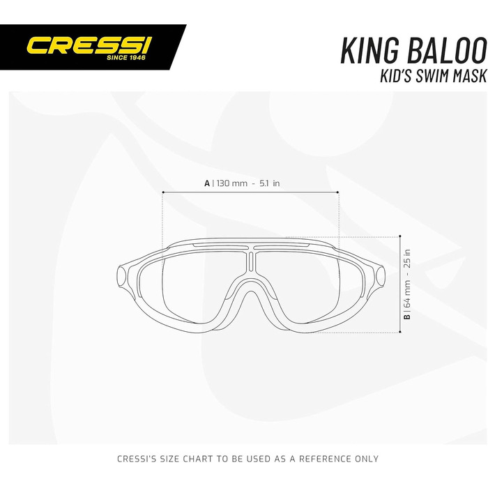 Дитяча маска для плавання та снорклінгу Cressi Baloo King, антифог, UV-захист, для дітей 7-15 років, аквамарин/білий
