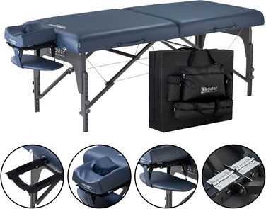 Складаний масажний стіл Master Massage Montclair 79 см, переносний, дерев'яні ніжки, косметологічне ліжко, білий