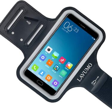 Спортивний браслет на руку для iPhone 16 Pro Max, 16 Plus, 15 Pro Max, 15 Plus, 14 Pro Max, Samsung S24, S23, S22 Ultra. Тримач для телефону на руку для бігу та спорту, чорний. Підходить для телефонів 6.3'-7.0'