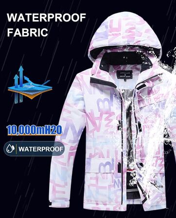 Жіночий гірськолижний костюм (2 частини) від ALSOGO: куртка та штани. Водонепроникний, дихаючий, з капюшоном. Ідеально для катання на лижах та сноуборді. Білий колір.