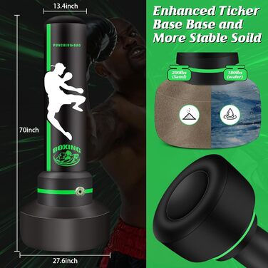 Боксерський мішок на стійці 70'' з рукавичками для дорослих, підлітків та дітей. Ідеально для боксу, кікбоксингу, MMA, муай-тай, таеквондо та фітнесу.