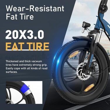 Електровелосипед HITWAY 20'' Fat Tire, складаний, 250W/36V/12Ah, 35-90 км, 7 швидкостей, гірський та міський для чоловіків і жінок