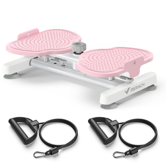 MERACH Диск для скручування тазу, тренажер для пресу з 2 еластичними стрічками, для підтяжки талії та кор-тренінгу, до 136 кг, безшумний фітнес-інвентар для дому (Рожевий)