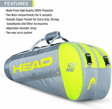 Сумка для тенісу HEAD CORE 6R Combi Unisex антрацит/помаранчевий для дорослих