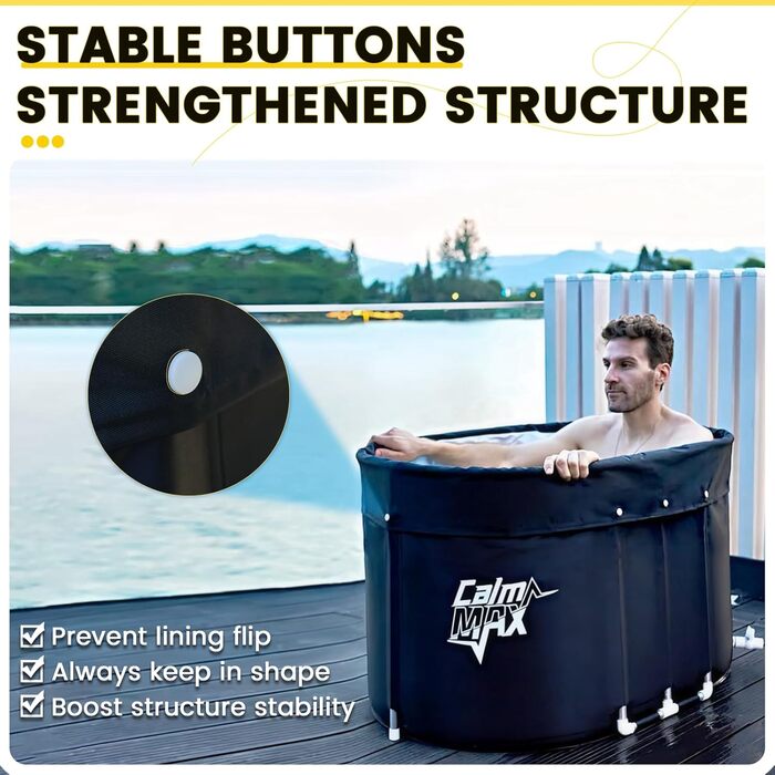 Ванна для криотерапії CalmMax Ovale – 450 л, переносний бак для холодної води, 5 шарів, для спортсменів, 105 x 103 см