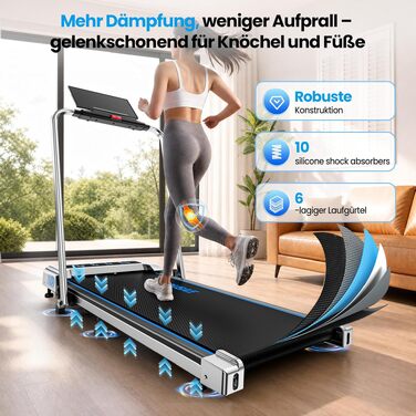 Складана бігова доріжка для дому 5 в 1 Walking Pad, 2.75 к.с., швидкість до 12 км/год, нахил 9%, LED-дисплей, керування через додаток та пульт, до 160 кг, сріблясто-блакитна