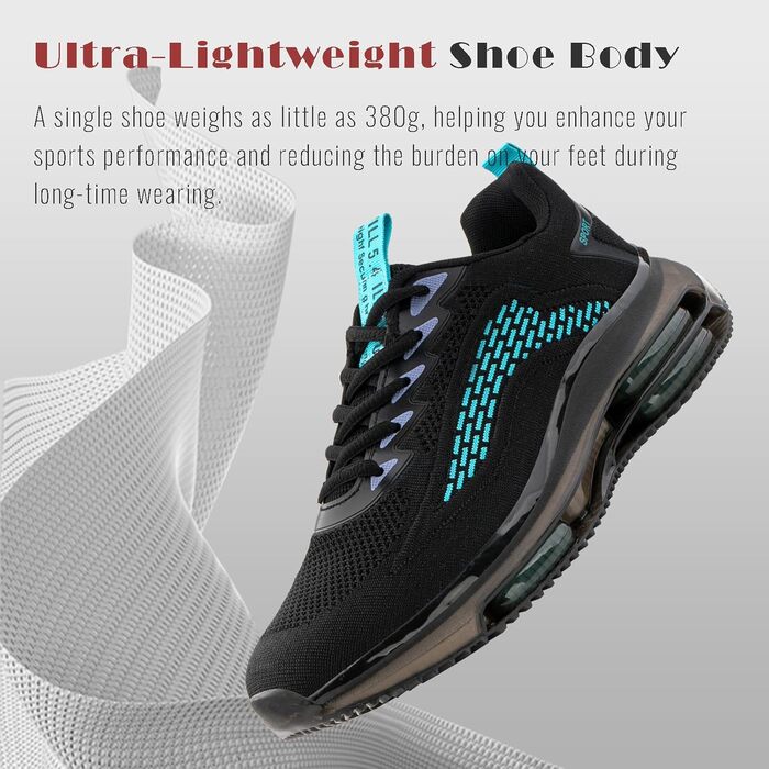 Кросівки чоловічі Hitmars з повітряною подушкою, розмір 39-48 (сітка, чорний/зелений)