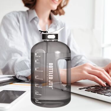 Пляшка для води Acxilexy 2,5 л з трубочкою, BPA-Free, пластикова, з таймерами, для спорту, офісу, дому, герметична