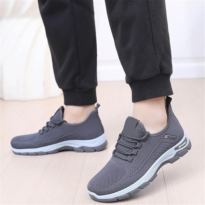 Чоловічі кросівки для занять спортом та фітнесу, ортопедичні, дихаючі, на плоскій підошві, сірі (42 EU)