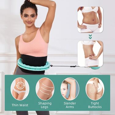 Обруч для схуднення Weighted Hoop Plus Size Mintgrün з 32 знімними секціями для фітнесу та масажу, для дорослих та початківців