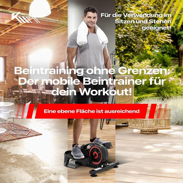 KM Fit Міні-еліптичний тренажер з LCD-дисплеєм та APP, домашній та офісний кардіотренажер, безшумний магнітний опір до 100 кг
