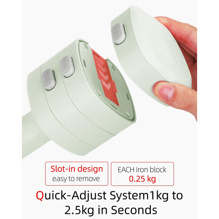 Набір гантелей Abahub 4-в-1: регульовані штанги для дому, фітнесу та силових тренувань. Підходить для жінок та початківців, вага 1-2.5 кг (зелені)