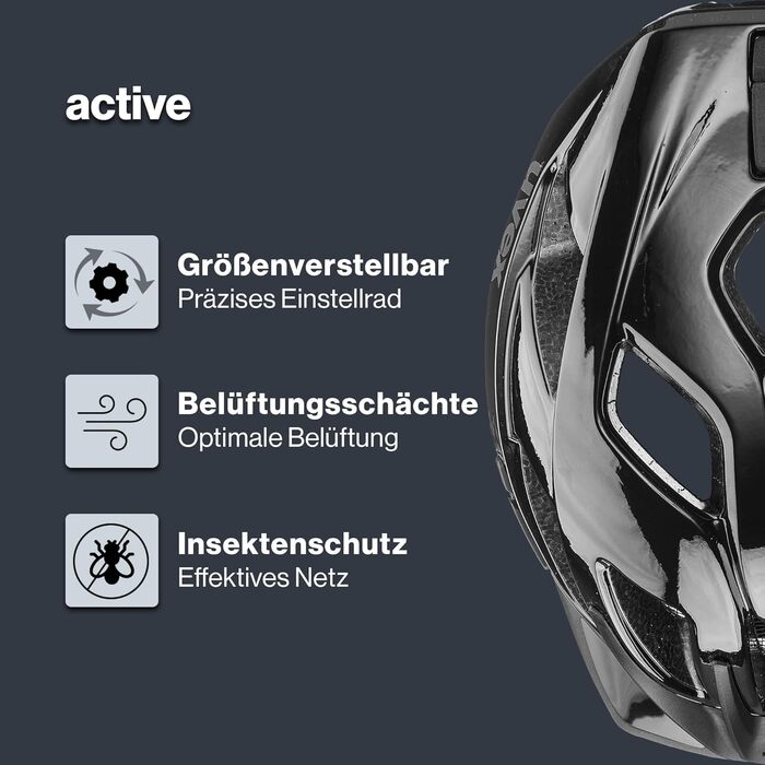 Шолом uvex active: безпечний універсальний шолом для жінок та чоловіків, регульований розмір, розширюється світлодіодним ліхтариком, чорний глянцевий, 52-57 см, Single