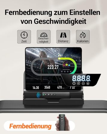 Бігова доріжка Lontek для дому, складана з нахилом 15%, Walking Pad до 136 кг, з пультом - чорна