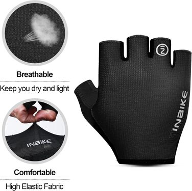 Велосипедні рукавички Inbike Kurz - короткі півпальцеві рукавички для MTB, дихаючі літні рукавички, 5 кольорів, чорний & морський (M, PLAM=18.5-19.5cm)