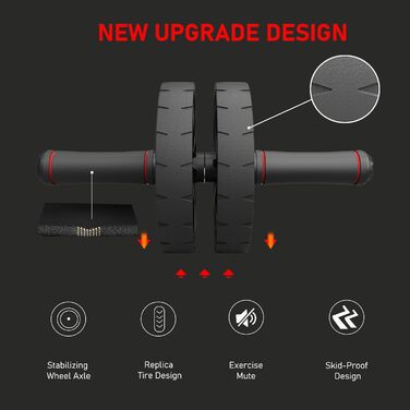 Ролер для пресу YIFMOO з килимком для колін, комплект ролера для пресу YIFMOO, тренажер для пресу для початківців та професіоналів, неслизький тренажер для пресу для дому, фітнес-обладнання (двоколісний)