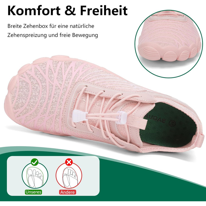 Жіночі шльопанці Sagaro для плавання та відпочинку, дихаючі, швидко сохнуть, широка передня частина, розмір 35-43, білий (35 EU, рожевий)