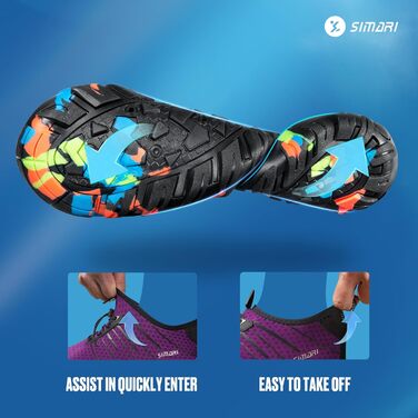 Водні черевики SIMARI WP001 для жінок та чоловіків, швидковисихаючі, для плавання, дайвінгу, серфінгу, йоги та відпочинку на природі, WP001, фіолетовий, 43 EU