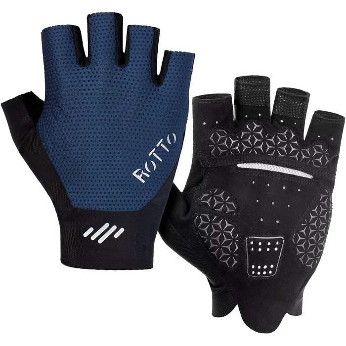 ROTTO Велосипедні рукавички напівпальці, з підкладкою, для шосе, гірського велосипеда, їзди, унісекс (Морська синя, M)
