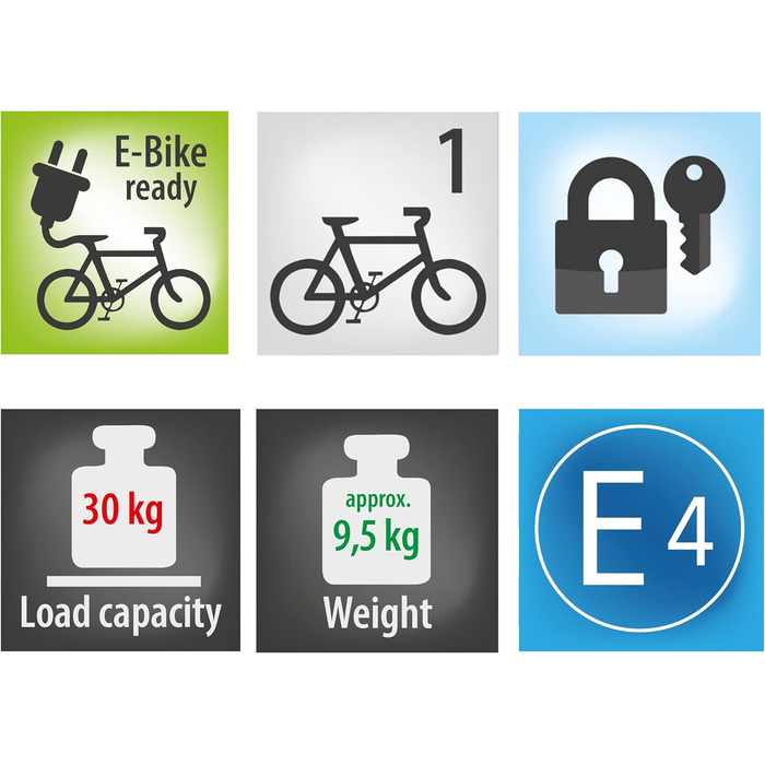 Велосипедний багажник EUFAB AMBER 1 для 1 велосипеда, E-Bike сумісний, для причепа, частково зібраний, чорний