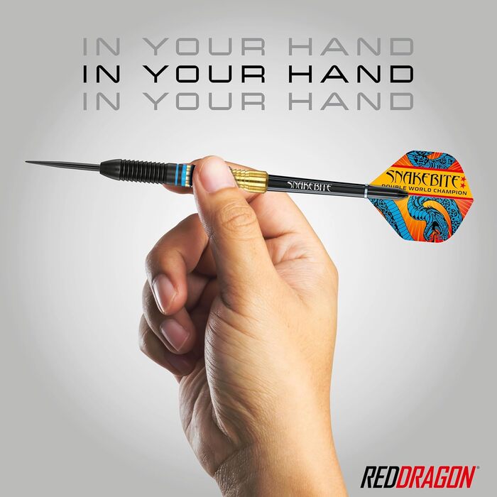 Дротики Red Dragon Peter Wright Snakebite латунні з сталевим вістрям, сині