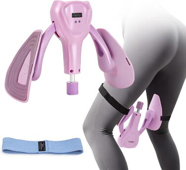 Набір для тренування м'язів тазового дна та стегон – Thigh Master з еластичною стрічкою | Тренажер для ніг вдома | Професійний тренажер для ніг для жінок та чоловіків для нарощування м'язів живота, ніг та сідниць