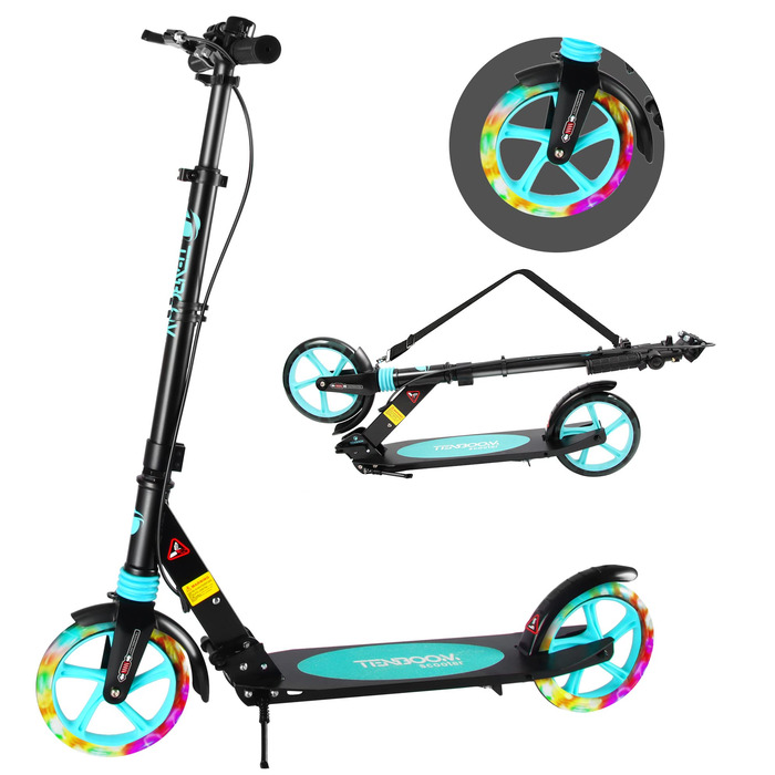 Дитячий трюковий самокат TENBOOM з LED підсвіткою, чорний (до 100 кг)