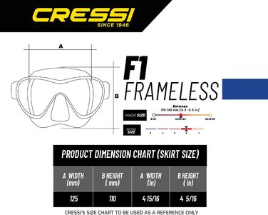 CRESSI F1 Безрамкова маска або комплект: маска і сухий трубка для дайвінгу та снорклінгу, універсальний розмір, унісекс, чорна