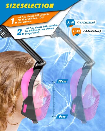 Маска для снорклінгу QingSong Full Face з камерою, 180° огляд, антизапітління, антивитік, для дітей та дорослих