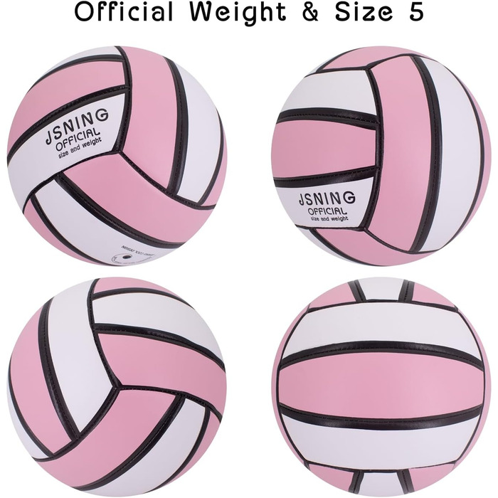 Волейбольний м'яч JSNING, м'який, для гри в приміщенні та на вулиці, розмір 5, з помпою, рожевий