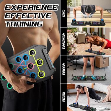 Багатофункціональна дошка для віджимань Push-Up Board з таймером-лічильником та 2 еластичними стрічками для тренування м'язів, складана