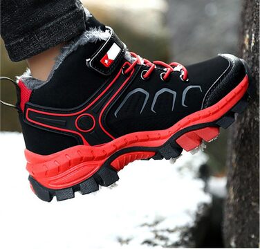 Зимові черевики для хлопчиків: теплі, зручні, водонепроникні, для сноубордингу та трекінгу (червоні, 36 EU)