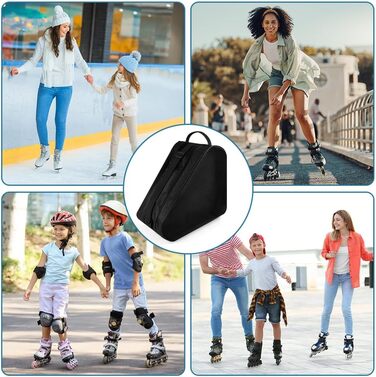 Сумка для роликів Flintronic, сумка для інлайнів, сумка для скейтборду, сумка для ковзанів з регульованим плечовим ременем, велика місткість (чорна)