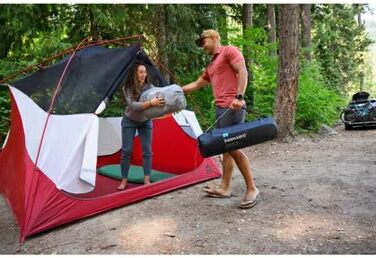 Килимок для кемпінгу Therm-a-Rest Basecamp з самонадуваним шаром, WingLock-вентиль, розмір Regular (50,8 x 183,9 см, 20 x 72 дюйми), блакитний, з оригінальною сумкою для зберігання