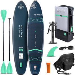 Надувний SUP Борд Movino Stand Up Paddle Board 350 см - 2в1 SUP/Каяк, до 165 кг, комплект з аксесуарами, Adria 11’6', зварний рейлінг, 15 PSI, Marineblau-Mint