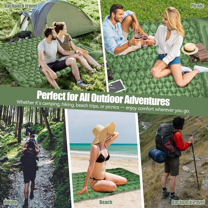 Isomatte самонадувна туристична, килимок для кемпінгу Ultraleicht з помпою та подушкою, водонепроникний, для відпочинку на природі
