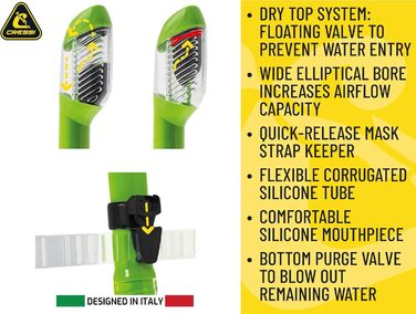 Маска для снорклінгу Cressi F1 (Рамка відсутня) + Трубка Dry - Комбо Набір для Дайвінгу та Снорклінгу, Унісекс, Прозора/Жовта