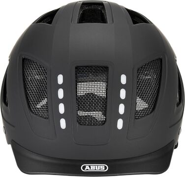 Велосипедний шолом ABUS Hyban 2.0 LED з підсвіткою, чорний, розмір M (52-58 см), переднє і заднє світло, міцна жорстка оболонка, для чоловіків та жінок