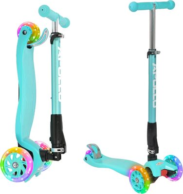 Дитячий самокат Apollo Kids Whiz LED, складаний, з LED колесами, для хлопчиків і дівчаток від 3 років, безпечний та стійкий