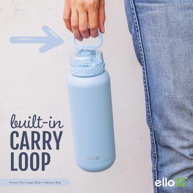 Термос Ello Cooper з нержавіючої сталі з трубочкою та ручкою, подвійні стінки, вакуумна ізоляція, герметична кришка з силіконовим носиком, багаторазова, BPA-free, для лимонаду