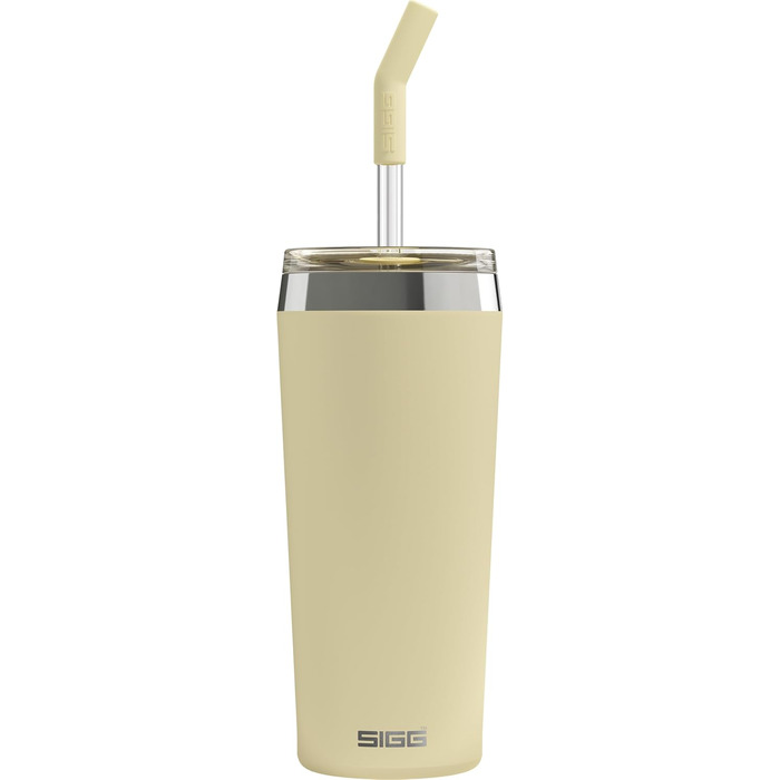 Термочашка SIGG Travel Mug Helia 0,6 л Optimistic Yellow, нержавіюча сталь 18/8, скляна трубочка, щітка для очищення, герметична, BPA-free