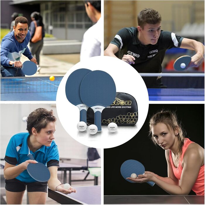 Набір для пінг-понгу Senston: професійний комплект для 2-4 гравців, гумові ракетки, для гри в приміщенні та на вулиці. Синій & Зелений